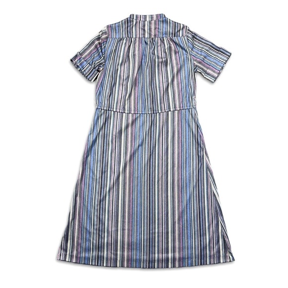 Mod Vintage 60s Twiggy Space Age Fit & Flare Twirl Mini Dress Striped Womens M - Picture 9 of 9